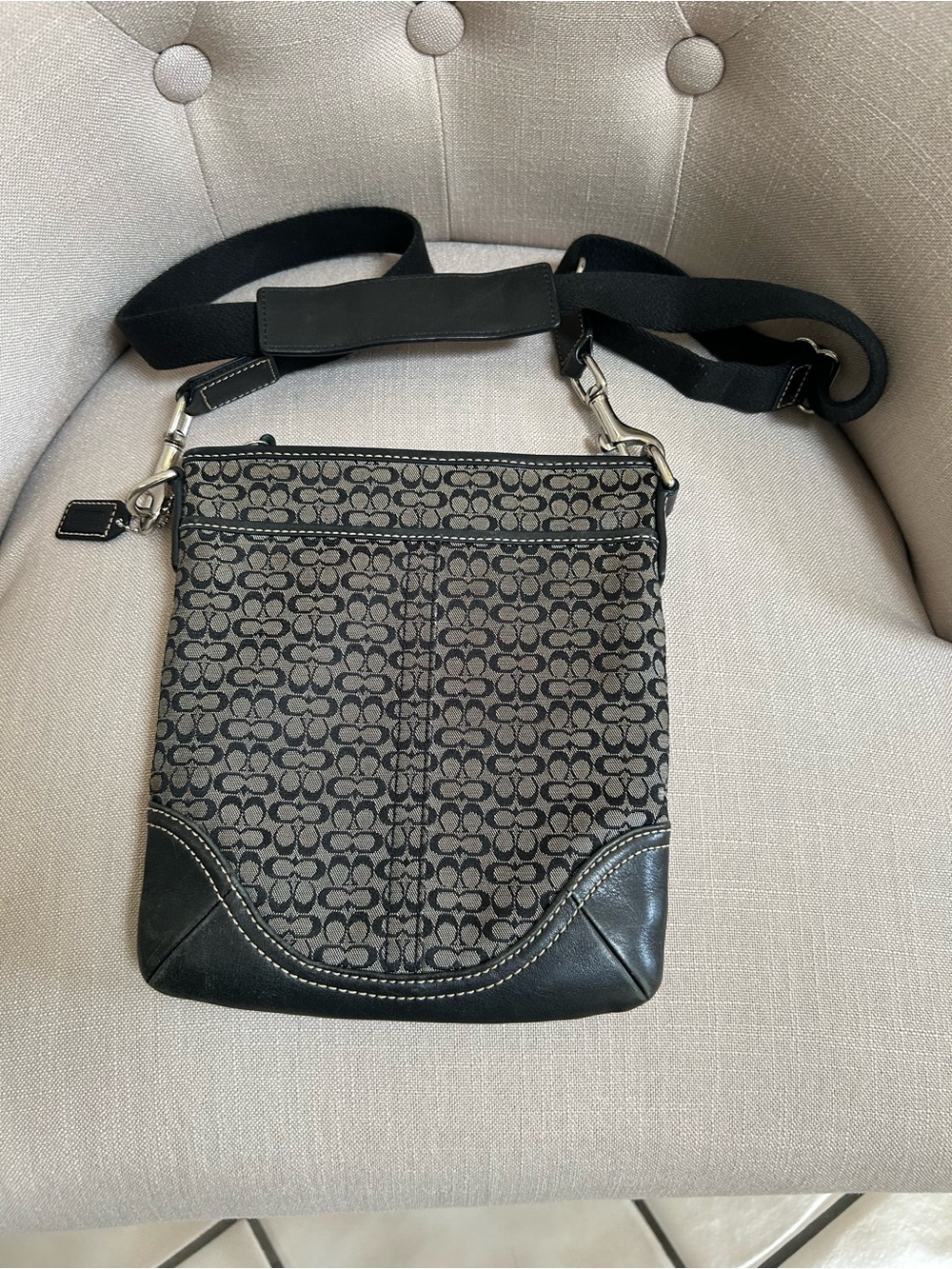 Coach black and gray crossbody bag in good condition.